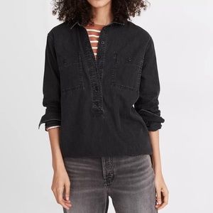 madewell denim popover top in black wash
